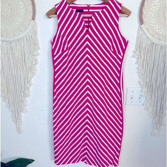 Talbots Dresses & Skirts - Talbots Barbie pink and white chevron striped midi dress small